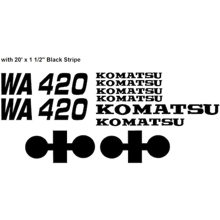 Aftermarket Komatsu Wheel Loader WA420 Decal Set with 20' x 1 12 Black Stripe KOMWA420DECALSET